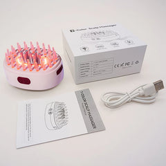 New 7 Colors Red Light Therapy Hair Brush Comb Vibration Massage Hair Growth Scalp Massager with Oil Applicator Head Massager