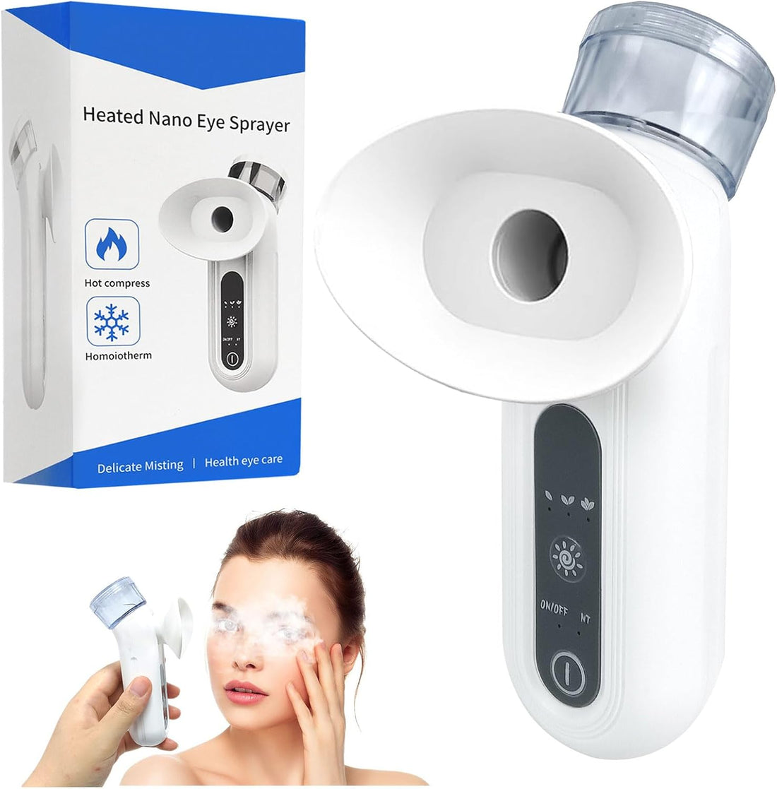 Eye Steamer for Dry Eyes, Eye Mist Steam Sprayer, Heated Nano Eye Mist Sprayer, Steam Therapy Wand for Dry Eyes, Handheld Eye Moisturizer with Cold & Hot Compress Mode for Dry Eyes & Face