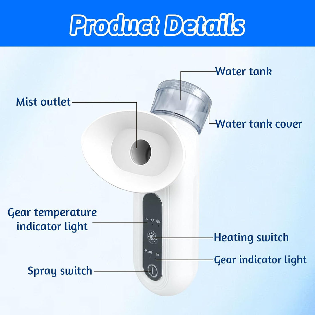 Eye Steamer for Dry Eyes, Eye Mist Steam Sprayer, Heated Nano Eye Mist Sprayer, Steam Therapy Wand for Dry Eyes, Handheld Eye Moisturizer with Cold & Hot Compress Mode for Dry Eyes & Face