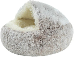 Dog Cat Bed Hooded Kitten Pet Cosy Cave Soft Calming Igloo Cozy Plush Faux Fur