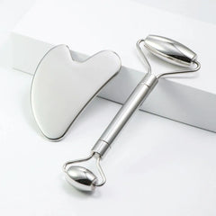 Luxury 3PC Stainless Steel Gua Sha & Ice Roller Face Care Set