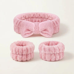 Spa Skincare Headband & Wristband Set – Microfibre Face Washing Wrist Bands & Hair Band