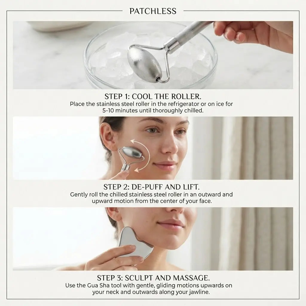 Luxury 3PC Stainless Steel Gua Sha & Ice Roller Face Care Set