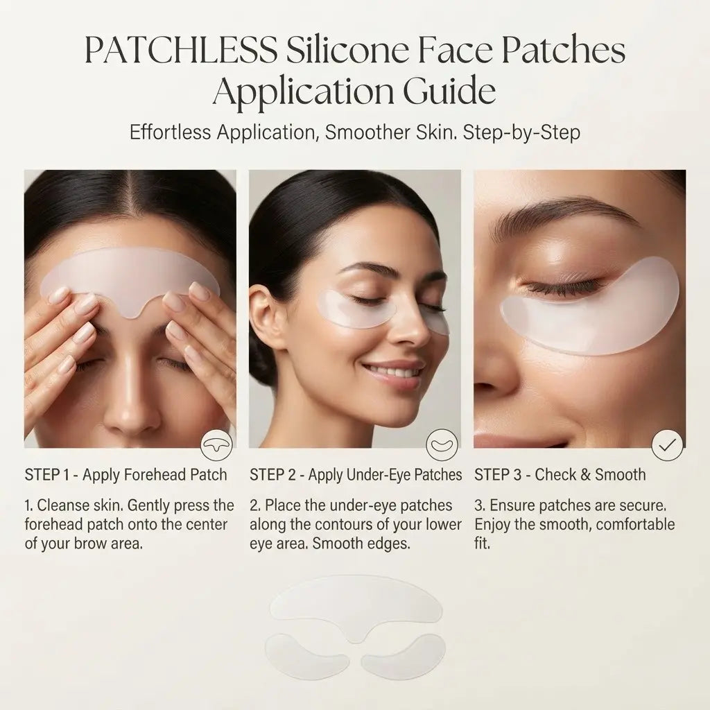 Re-usable Silicone Face Patches Set – Anti-Wrinkle Wrinkle Smoothing Pads for Forehead, Under Eyes & Smile Lines
