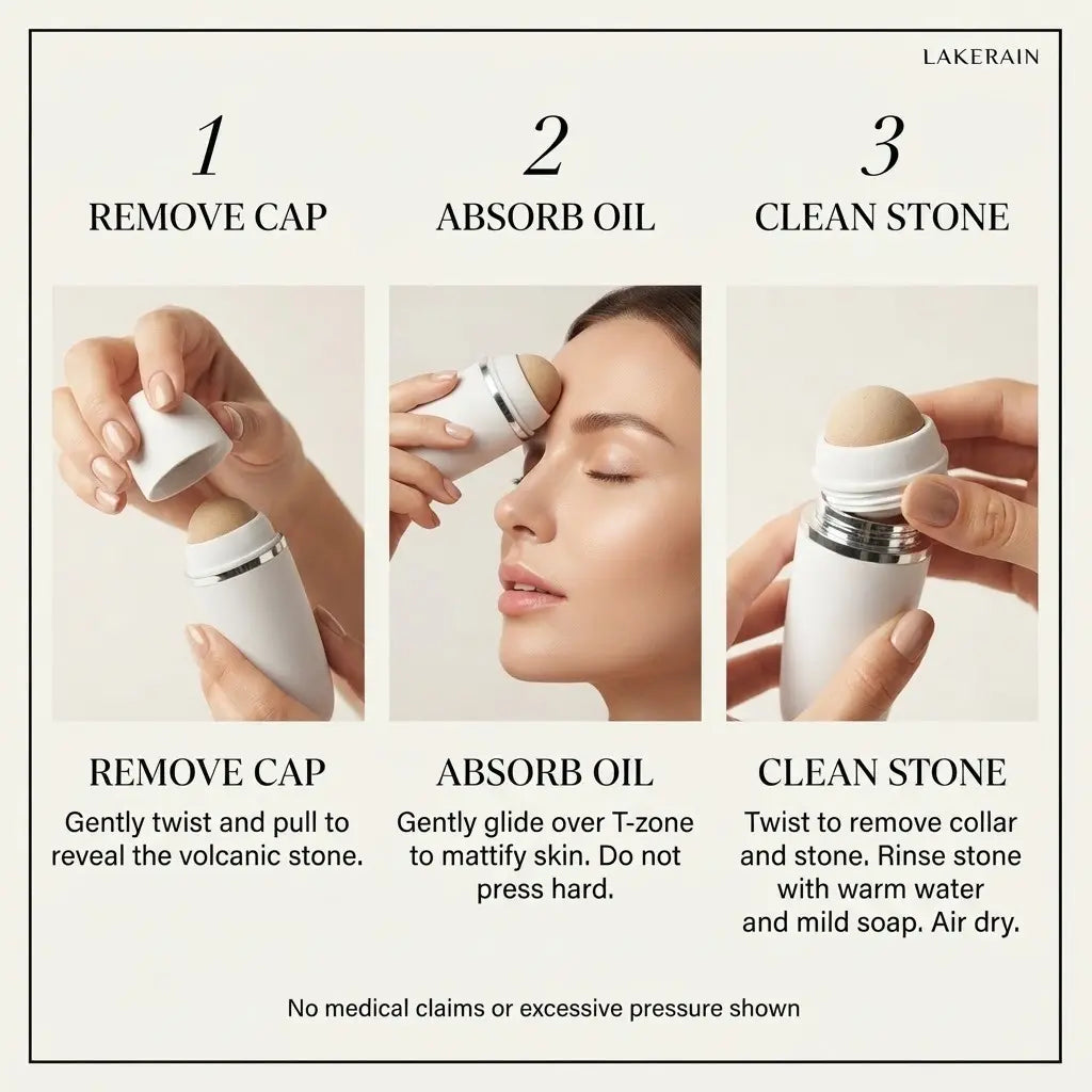 Re-usable Volcanic Stone Oil-Absorbing Face Roller – Portable Matte Skincare Tool for Oily Skin