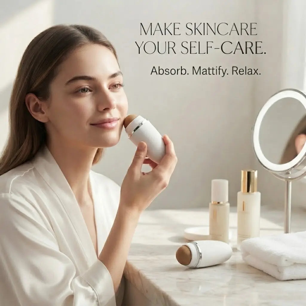 Re-usable Volcanic Stone Oil-Absorbing Face Roller – Portable Matte Skincare Tool for Oily Skin