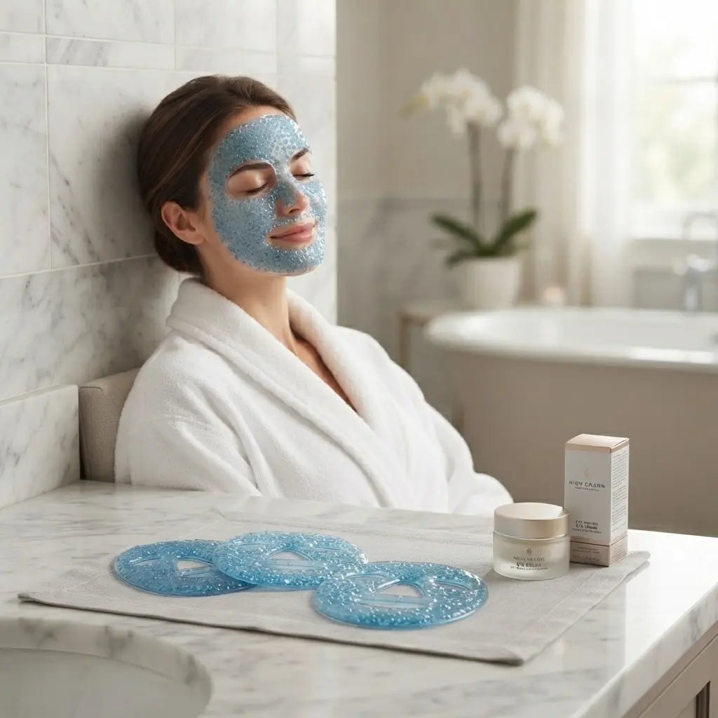 Re-usable Cooling Gel Bead Face Mask – Dual Hot & Cold Therapy Mask for Puffiness, Migraines & Dark Circles