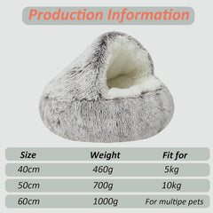 Dog Cat Bed Hooded Kitten Pet Cosy Cave Soft Calming Igloo Cozy Plush Faux Fur