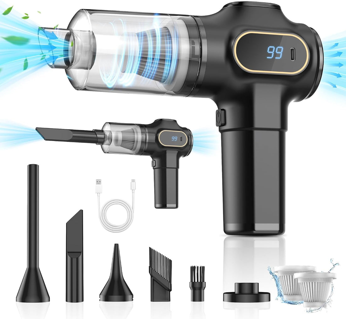 Handheld Cordless Car Vacuum Cleaner - 15000Pa Small Hand Held Vacuums Cleaners Strong Suction Powerful Portable Wireless Lightweight Mini Long Runtime Hand-Held USB Blower Grey Upgraded