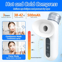 Eye Steamer for Dry Eyes, Eye Mist Steam Sprayer, Heated Nano Eye Mist Sprayer, Steam Therapy Wand for Dry Eyes, Handheld Eye Moisturizer with Cold & Hot Compress Mode for Dry Eyes & Face