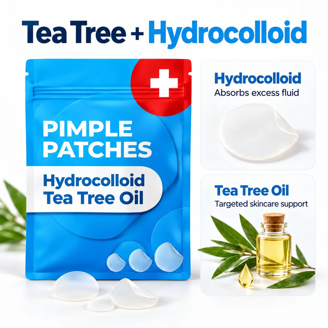 Hydrocolloid Pimple Patches with Tea Tree Oil – 120 Pack