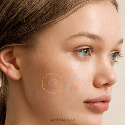 Close-up of clear invisible patches on skin